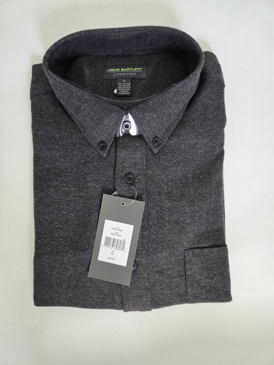 John Bartlett Other - NWT John Bartlett-Consensus Men's XL - Dark Gray Herringbone Button-Down Shirt
